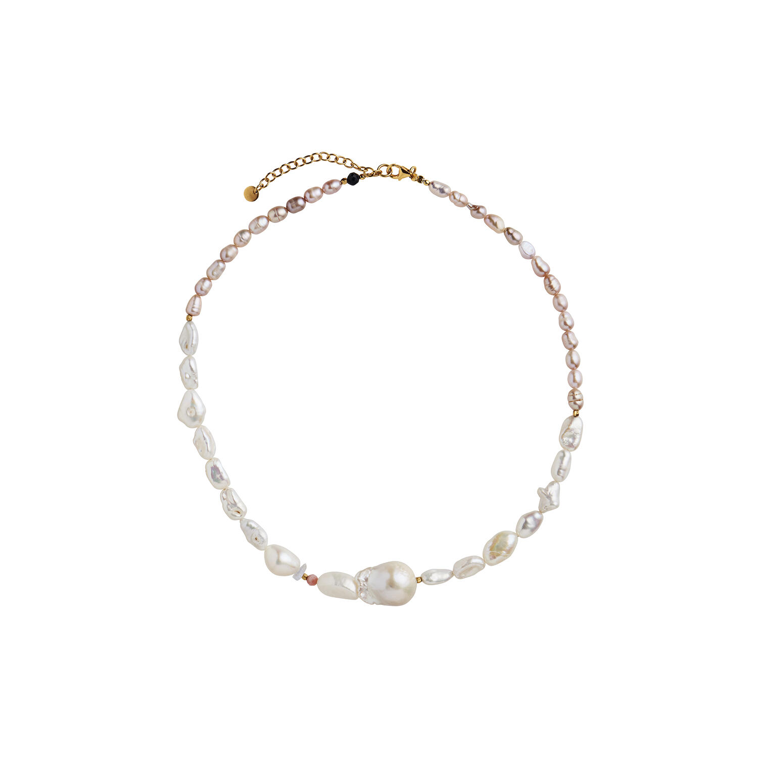 Chunky Glamour Pearl Necklace White & Rose, gold