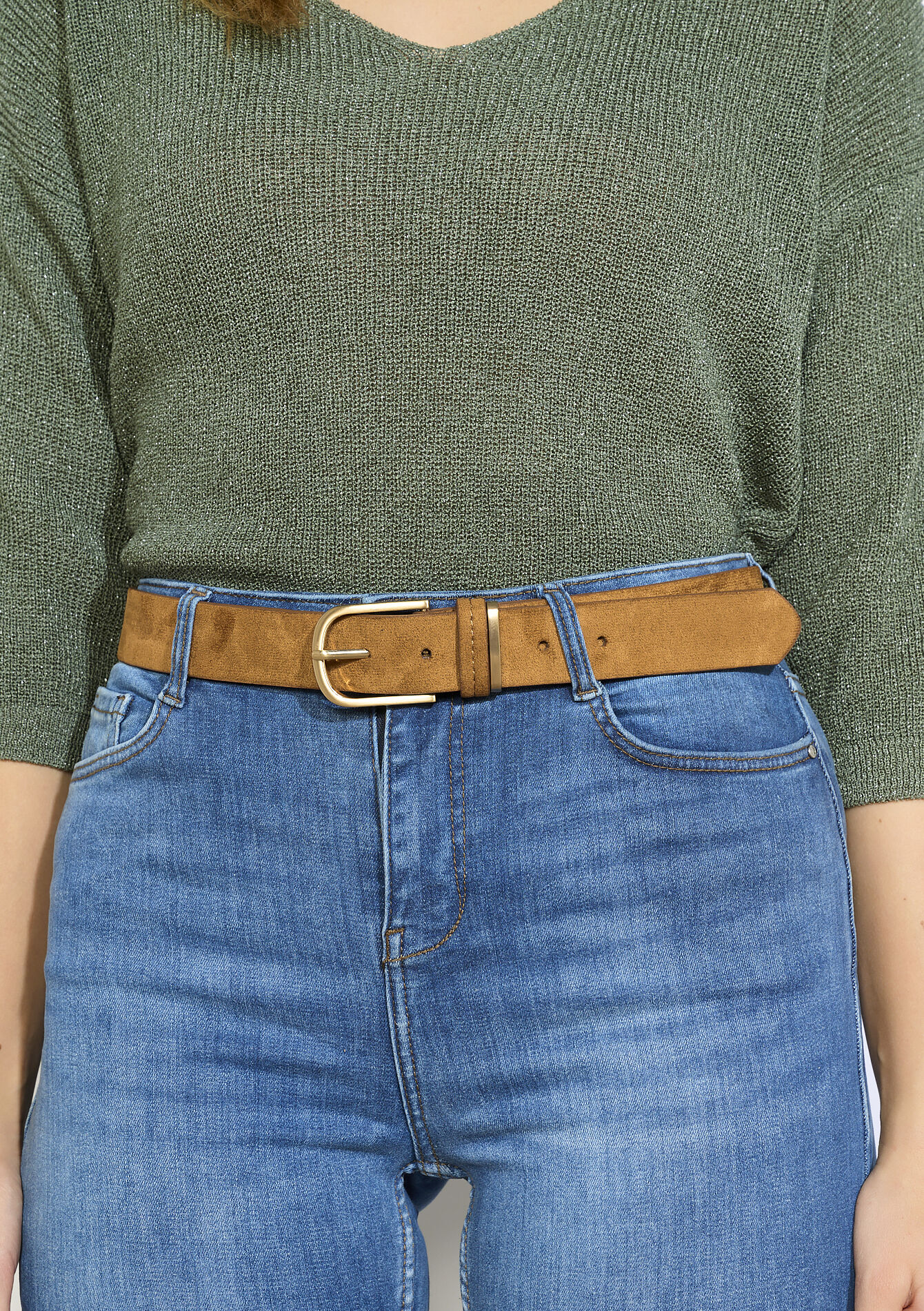 Su&egrave;dine riem met gouden gesp