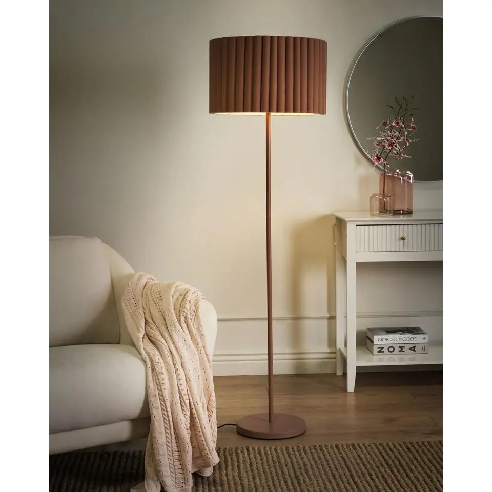 LOURENS - Staande lamp - Bruin - IJzer/Linnen