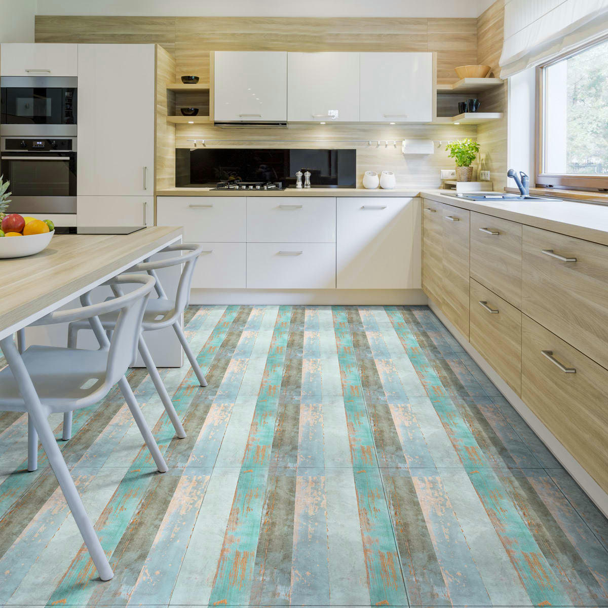 - Adhésifs stickers sol parquet côte d'opale 60x90cm