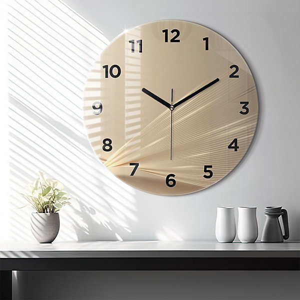 Horloge murale Wallfluent fi60 cm Avec chiffres Aiguilles noires Lumière abstraite 1 pcs