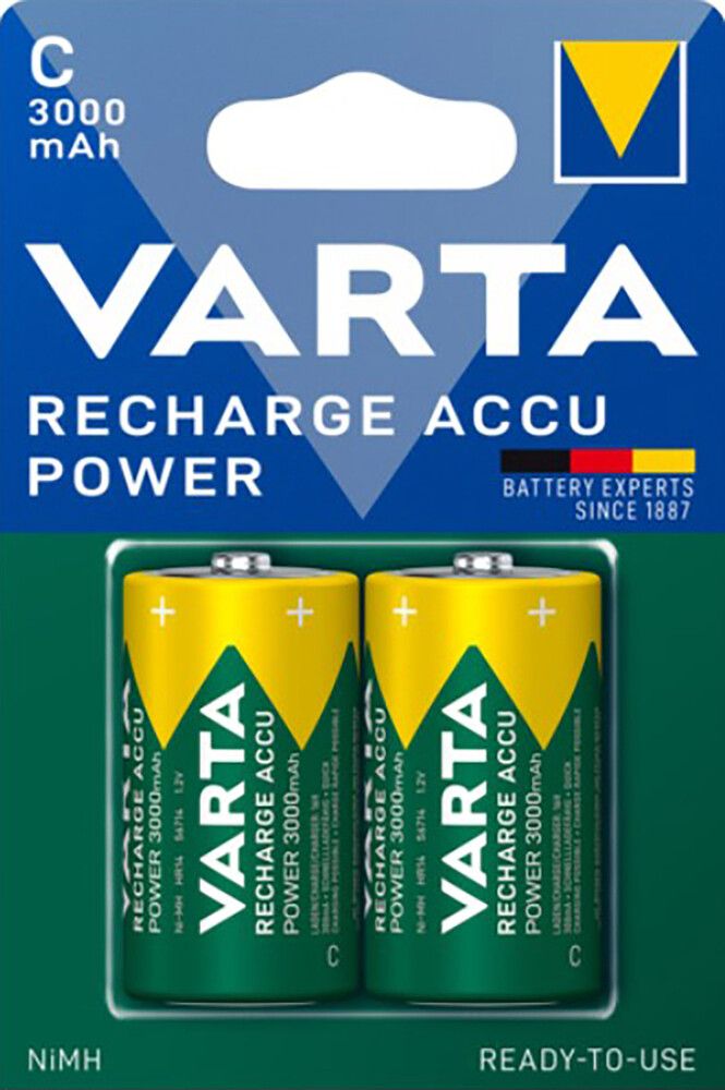 BATTERI VARTA C RECHARGE ACCU 3000MAH 2-PK