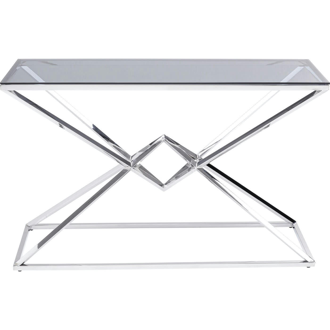 DIAMOND CONNECTION - Console en verre et acier inoxydable