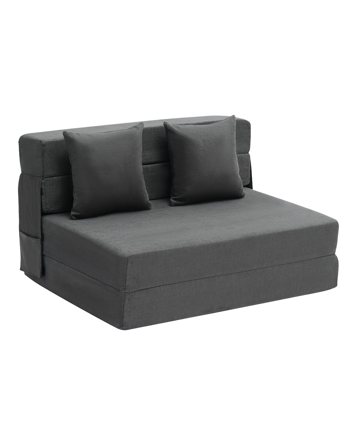 Narożnik sofa rozkładana 3w1 z poduszkami ciemnoszara do salonu sypialni