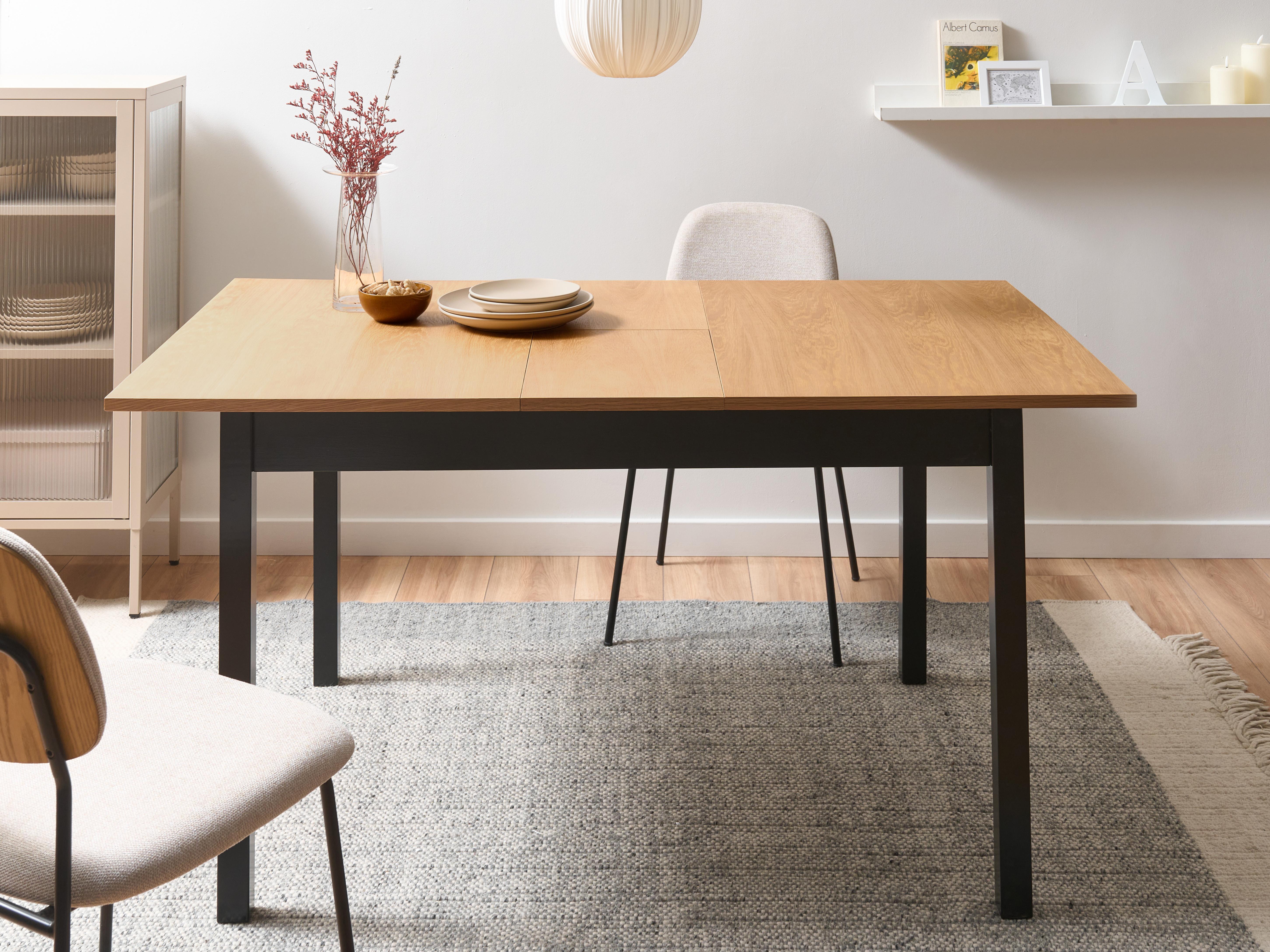 Extending Dining Table HOUSTON Light Brown/ Black 120/150 cm 90 cm Pine Wood