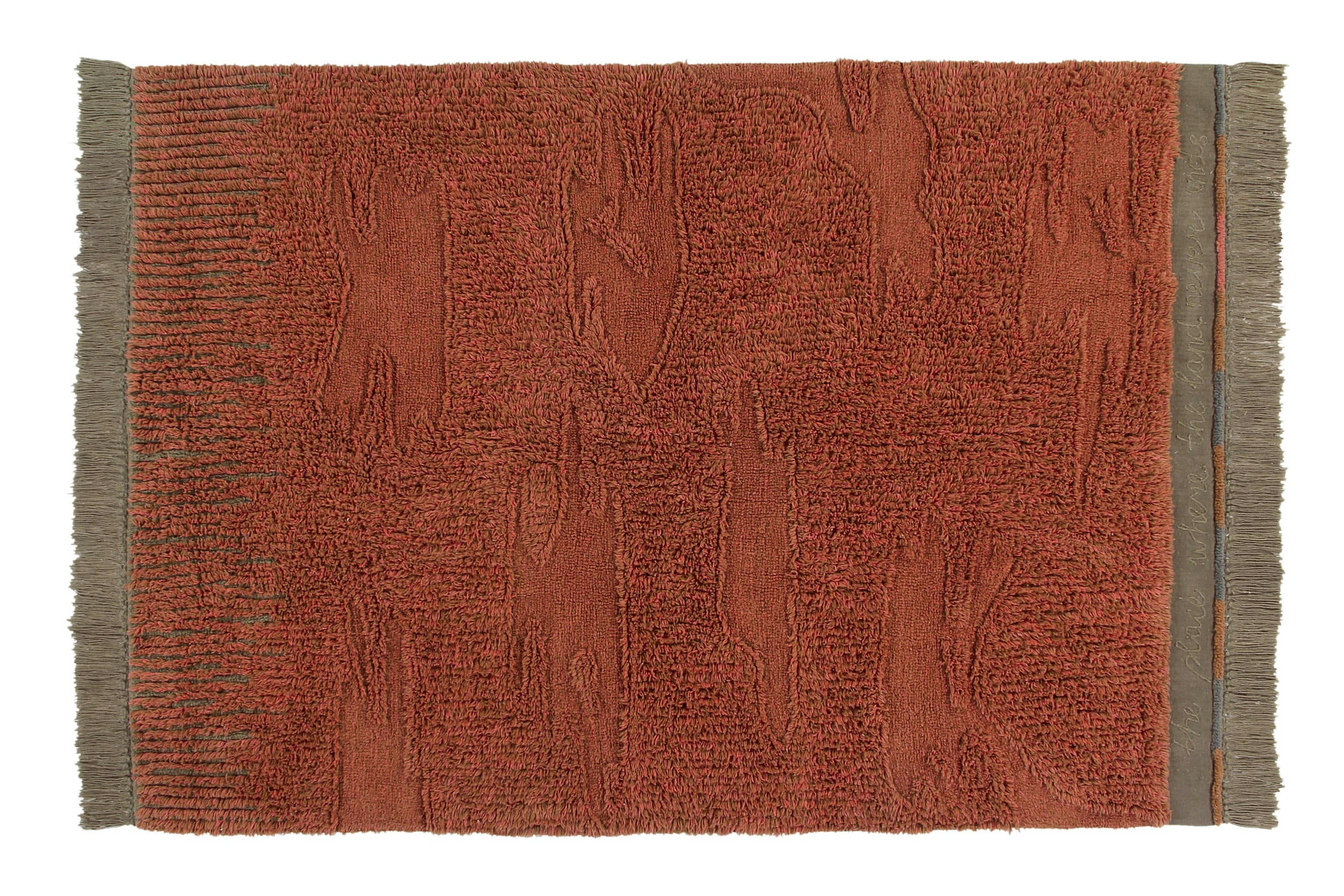 AFRICA - Tapis lavable en laine cannelle 170x240