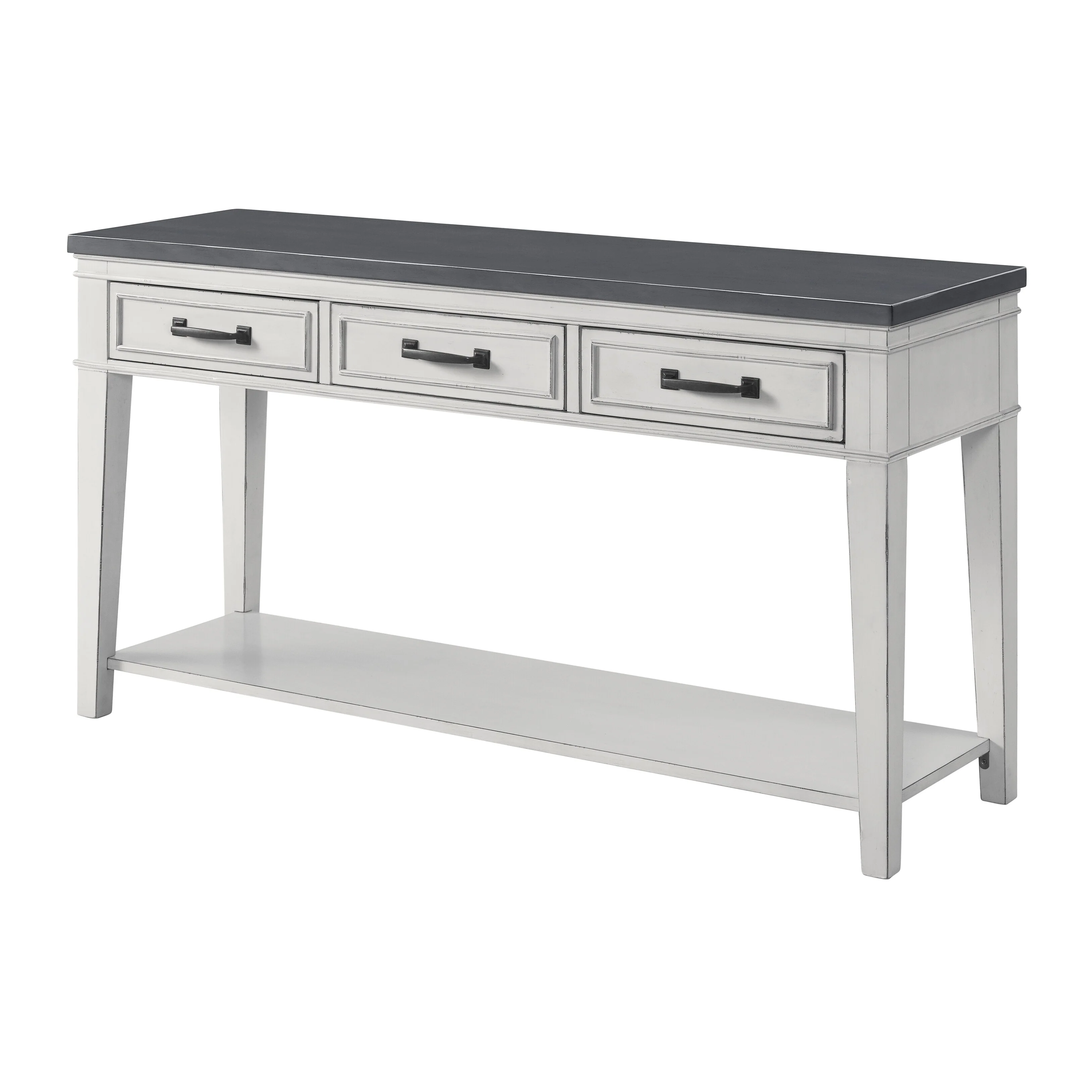 Del Mar 55 White and Grey 3-Drawer Sofa Console Table