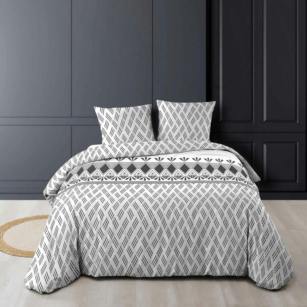 - Parure de couette 100% coton imprimée 260x240 2 taies