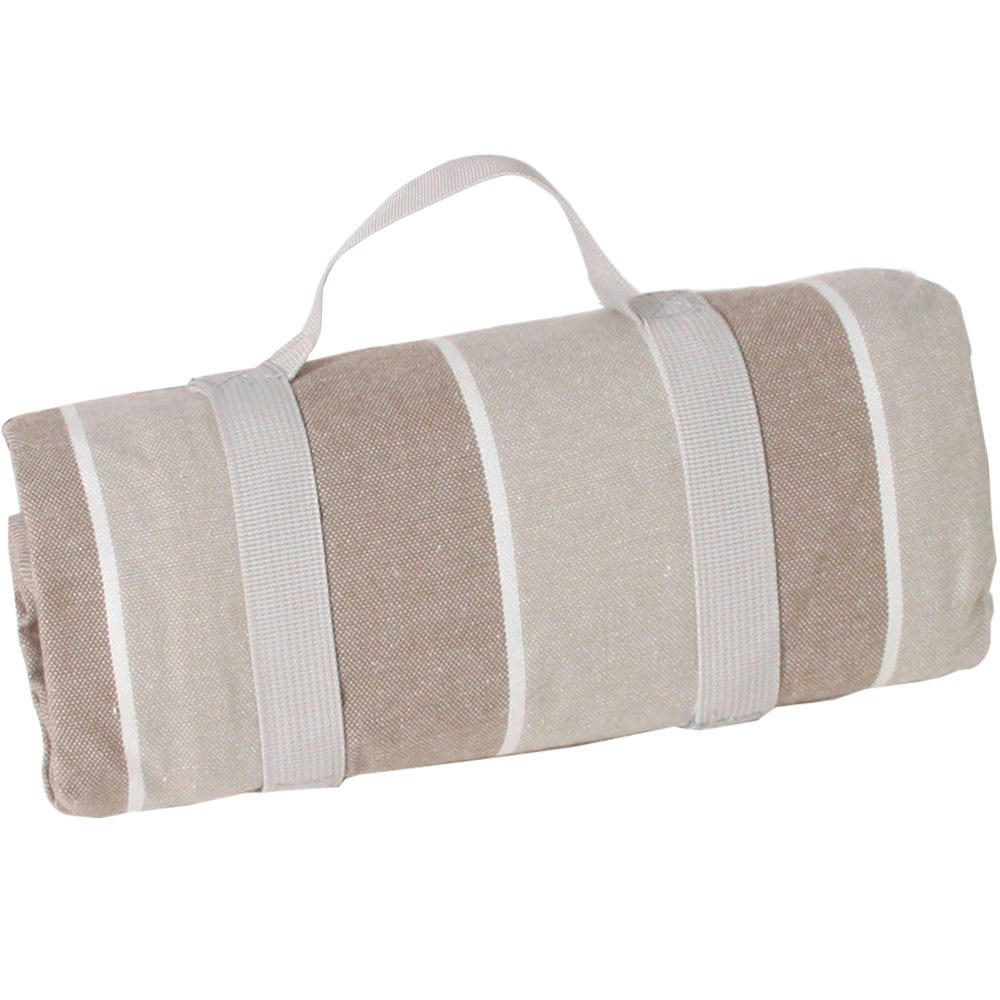 - Nappe pique-nique à revers imperméable beige et gris 140 x 140 cm