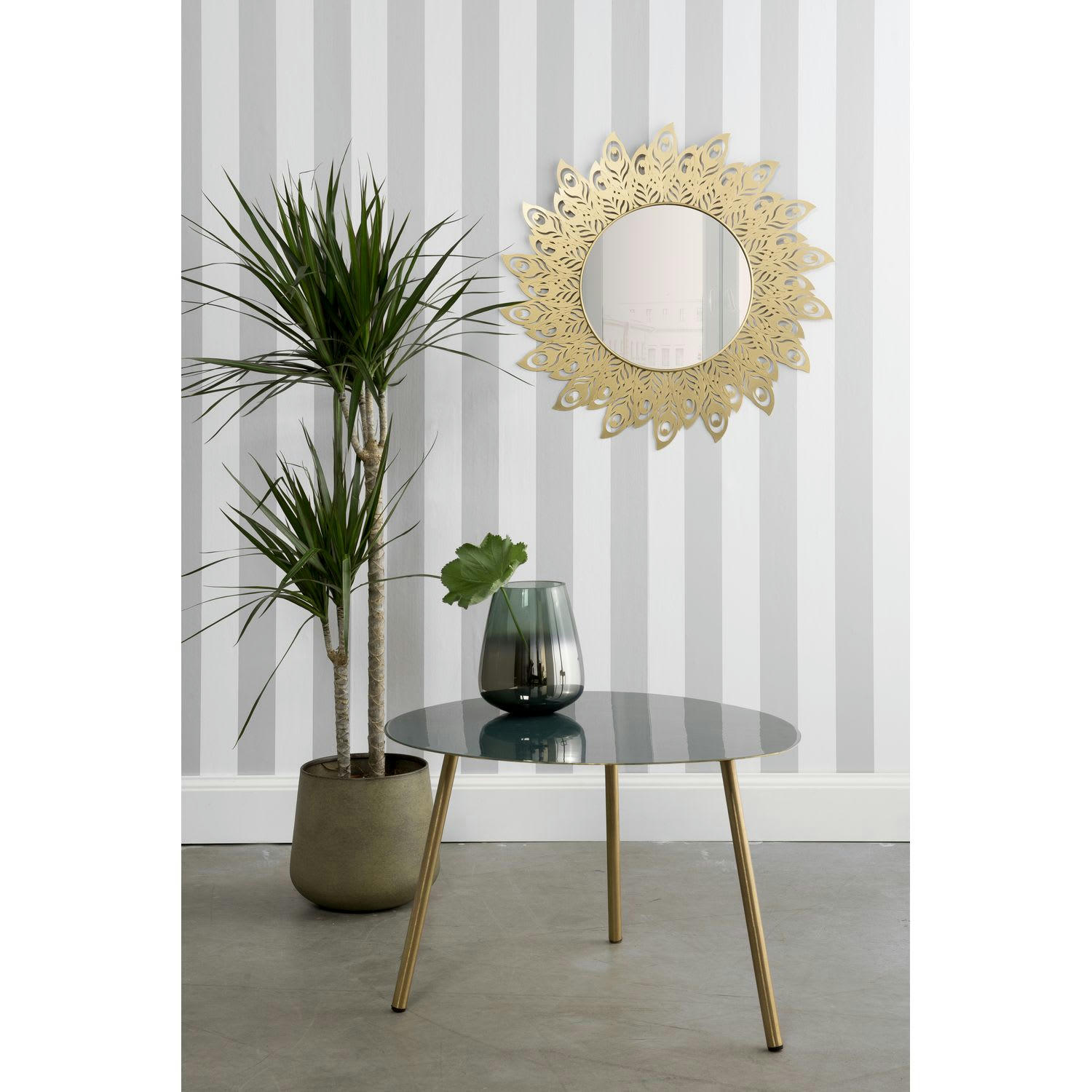 PLUME - Miroir en métal filaire diam. 60 cm doré