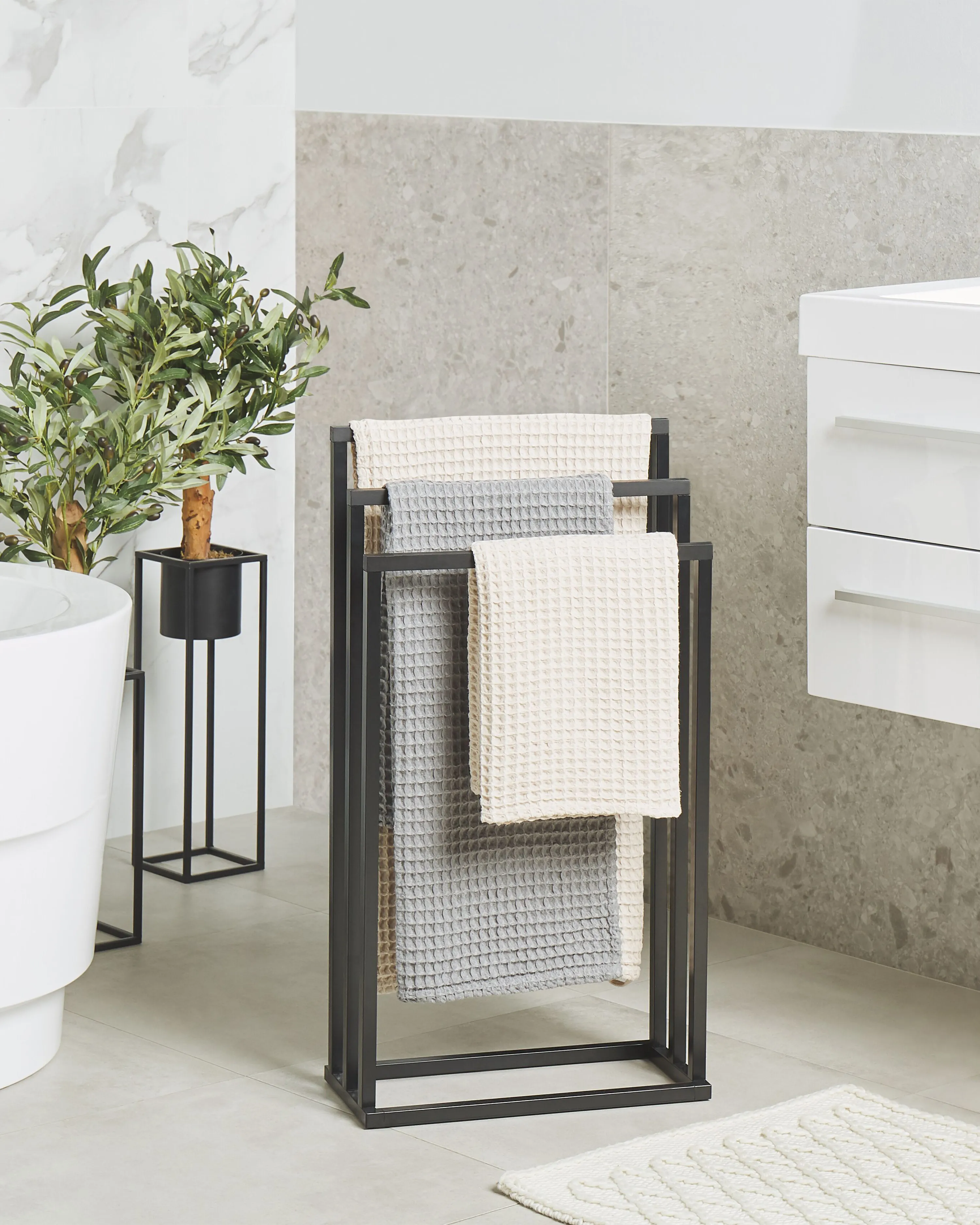 Towel Stand CHARRAS Metal Dark Brown
