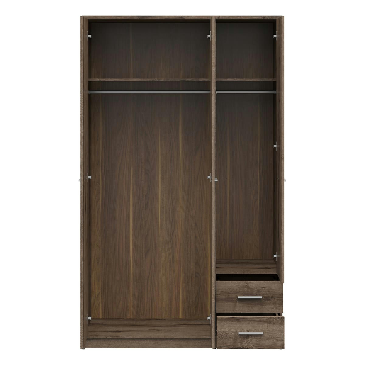 - Armoire 3 portes 2 tiroirs stratifiés naturel foncé