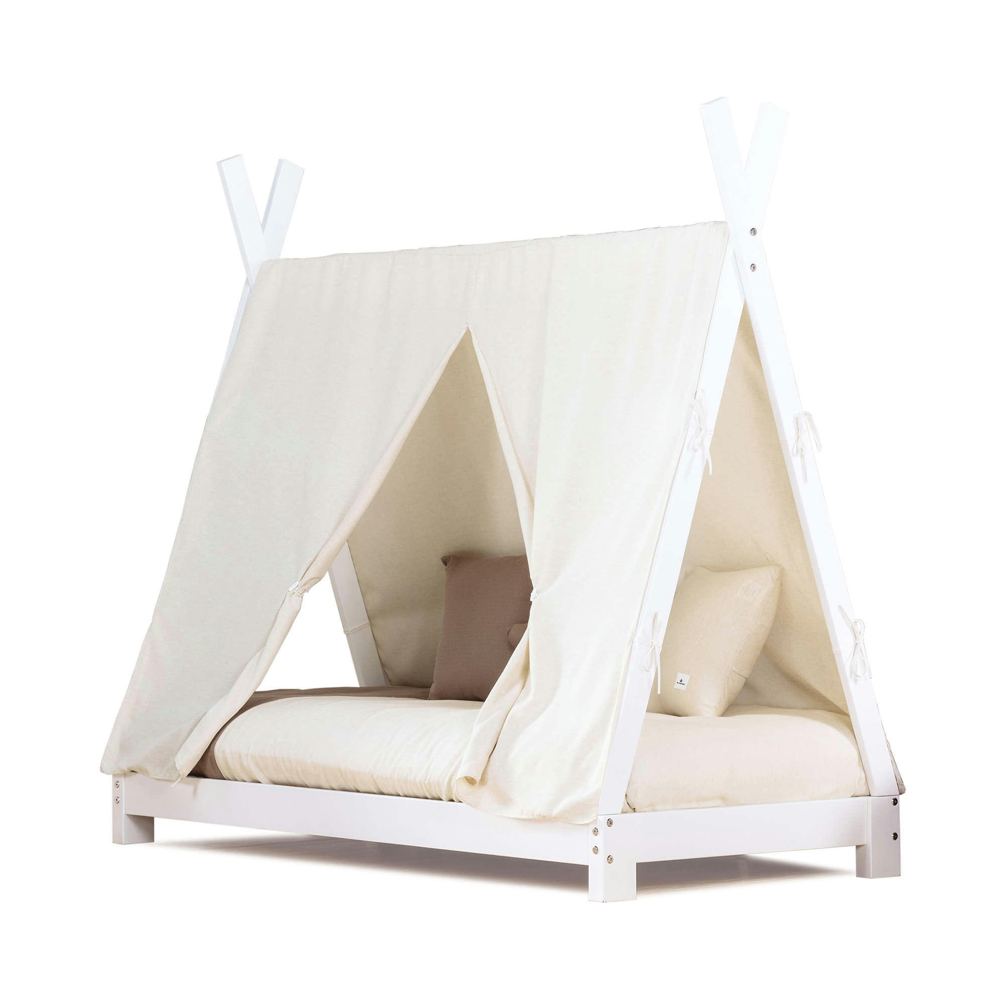 INDY - Lit Montessori pour bébé 70x140 cm avec textile en beige