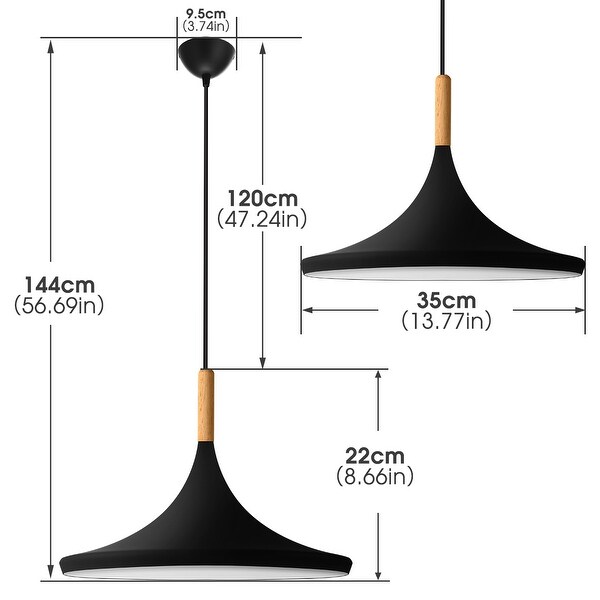 YANSUN 1-Light Black Pendant Ceiling Light Industrial Farmhouse Modern Pendant Light with Metal Shade - 8.66 in.