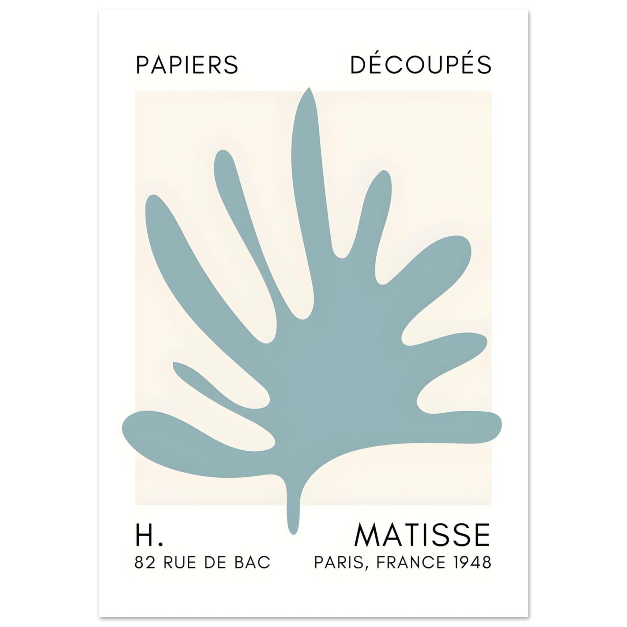 Artfulprints Poster Matisse – Coral drift turquoise  - A4 21x29.7 cm - Turquoise