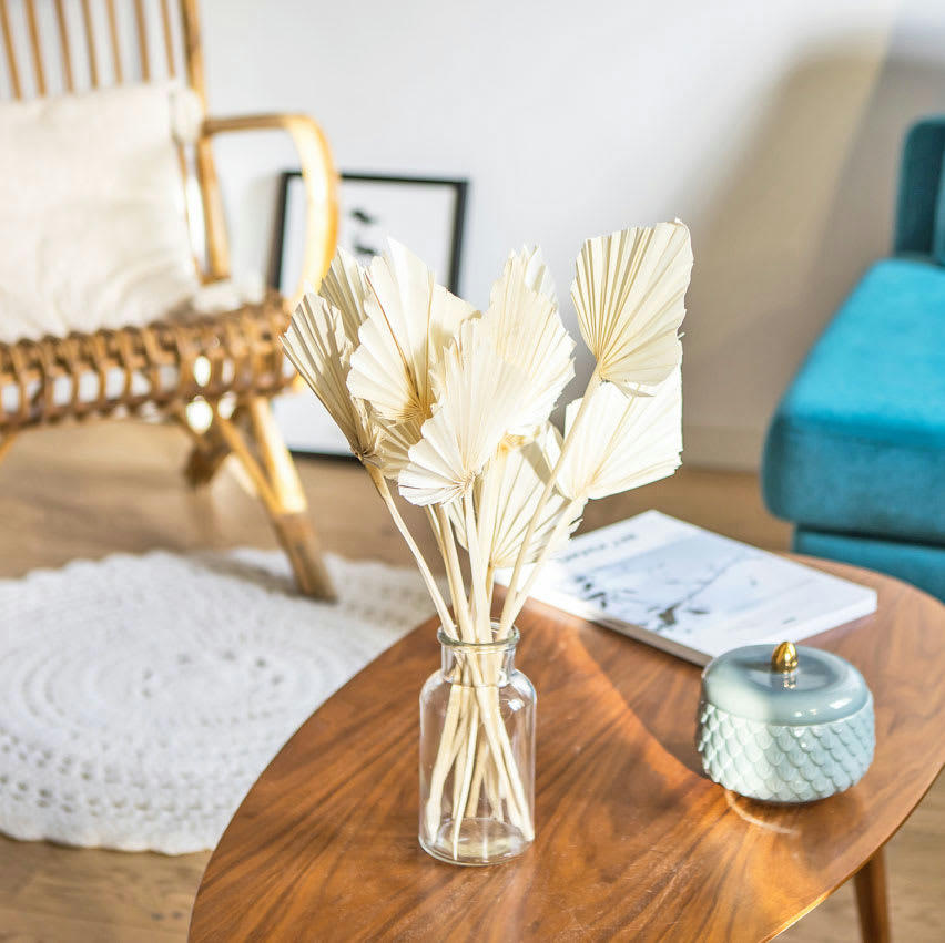PALMES - Botte de fleurs séchées palmes blanches x10