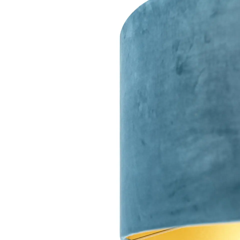 Qazqa rond cilinder velours blauw