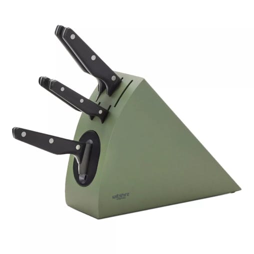 Wiltshire Staysharp Triple Rivet Radius 6pc Knife Block Set | Sage Green