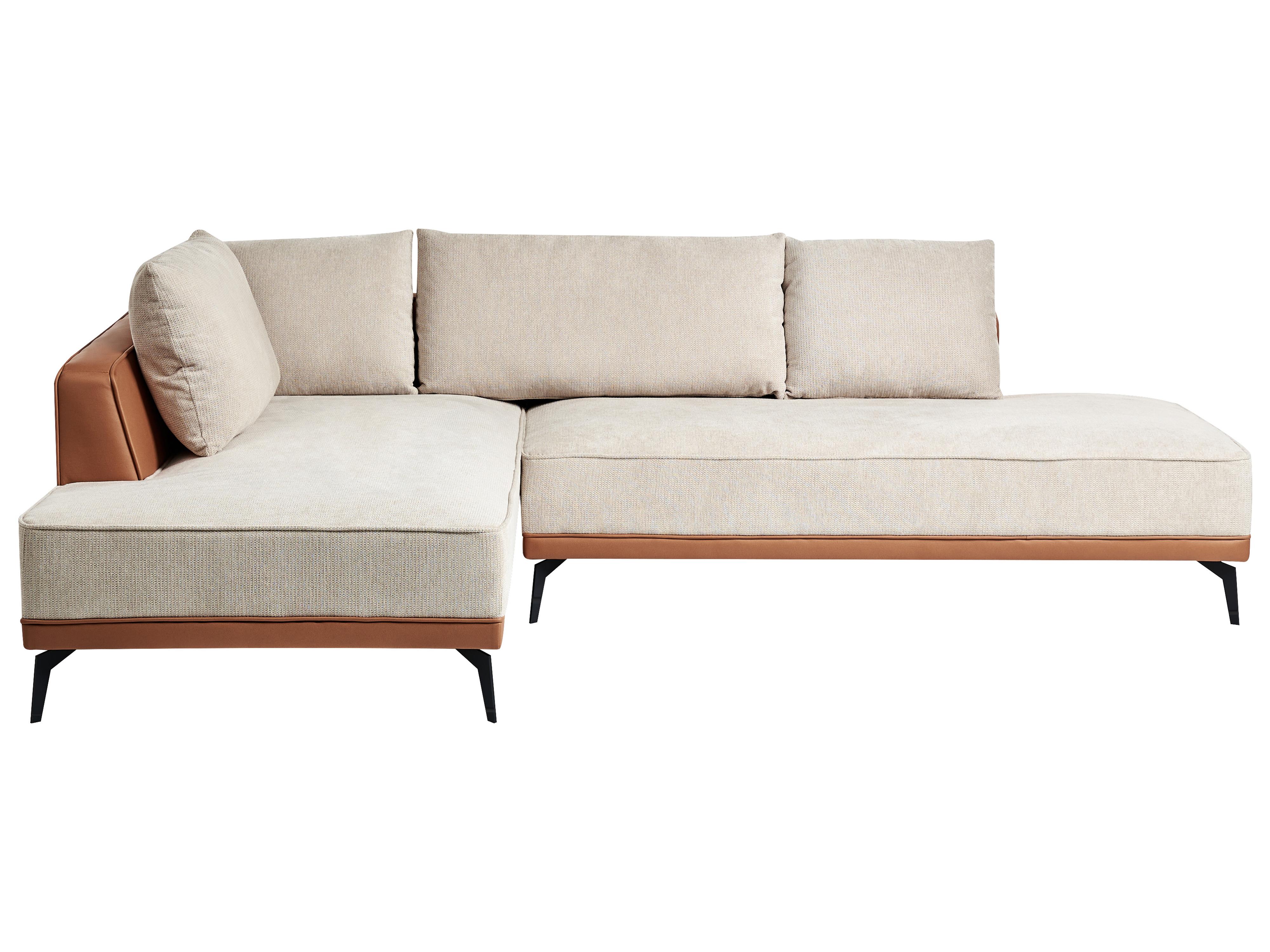 Corner Sofa 3 Seater MYKEN Fabric Light Beige Right Hand
