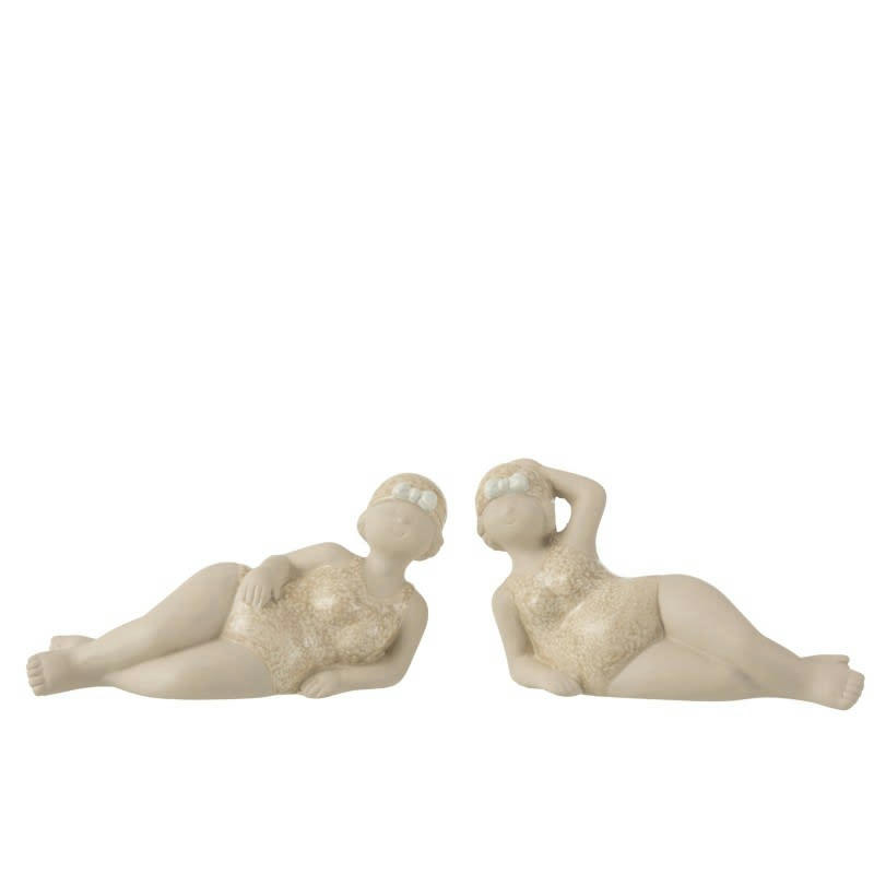 - Set de 2 baigneuses en céramique beige 44x8.5x12 cm