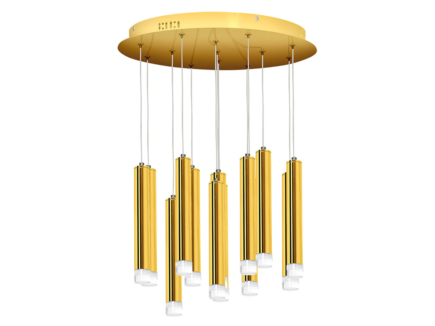 Lampa wisząca Goldie LED 11-punktowa metalowa złota