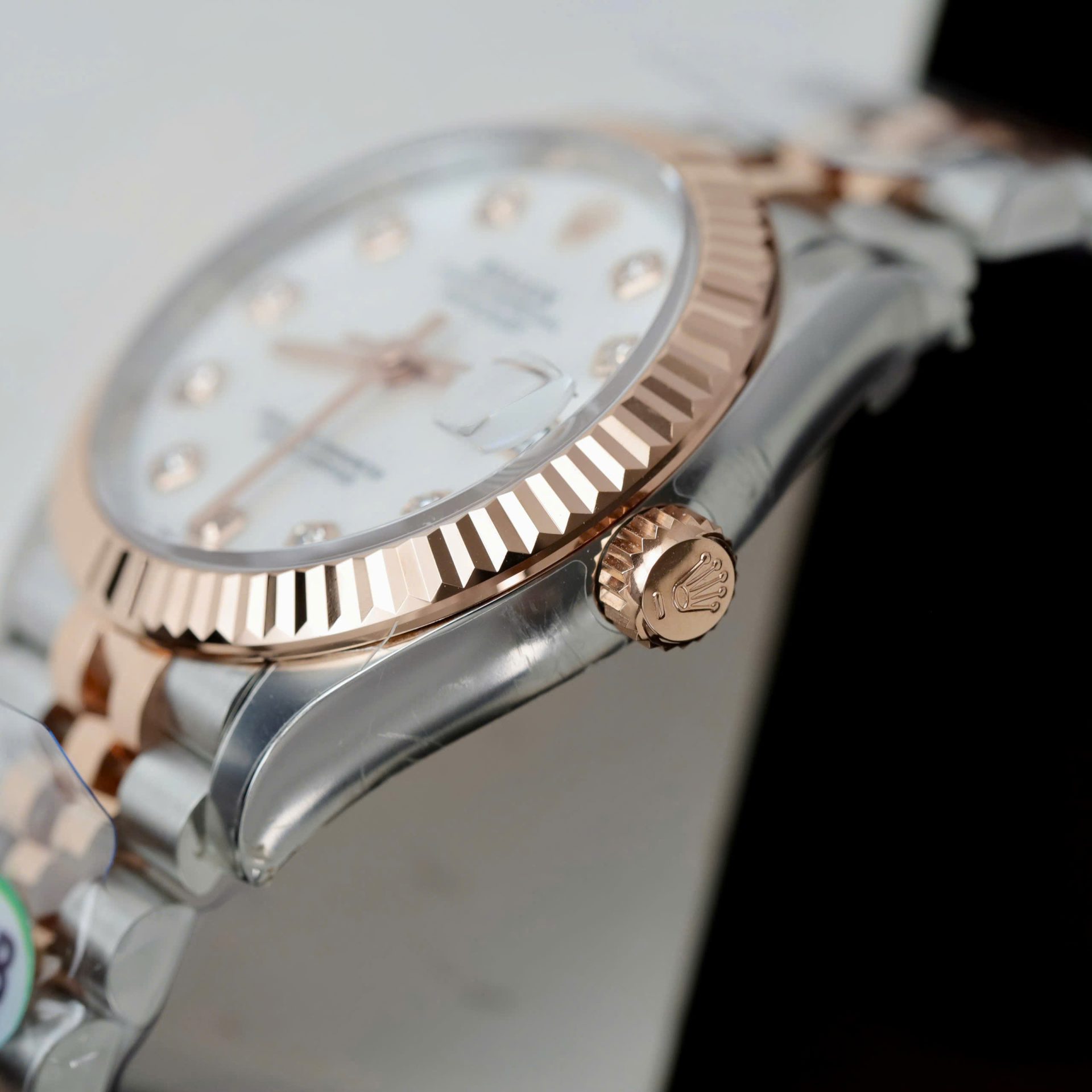 Rolex Datejust SS/RG Plated White Enamel Dial CZ Diamonds 31mm Jub THBF Replica