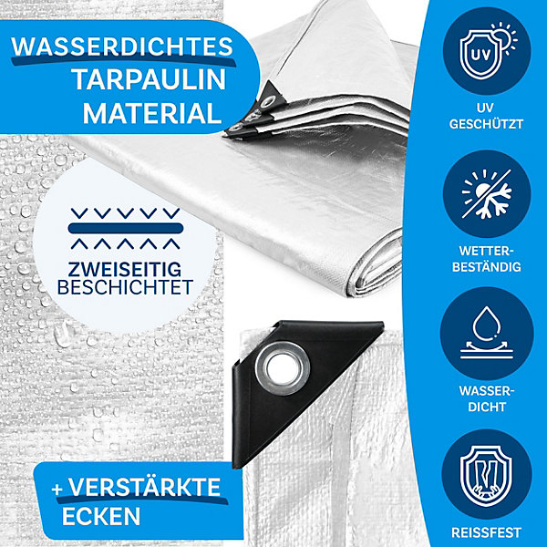 Bâche de protection imperméable 240 g/m², Blanc 8 x 14 m