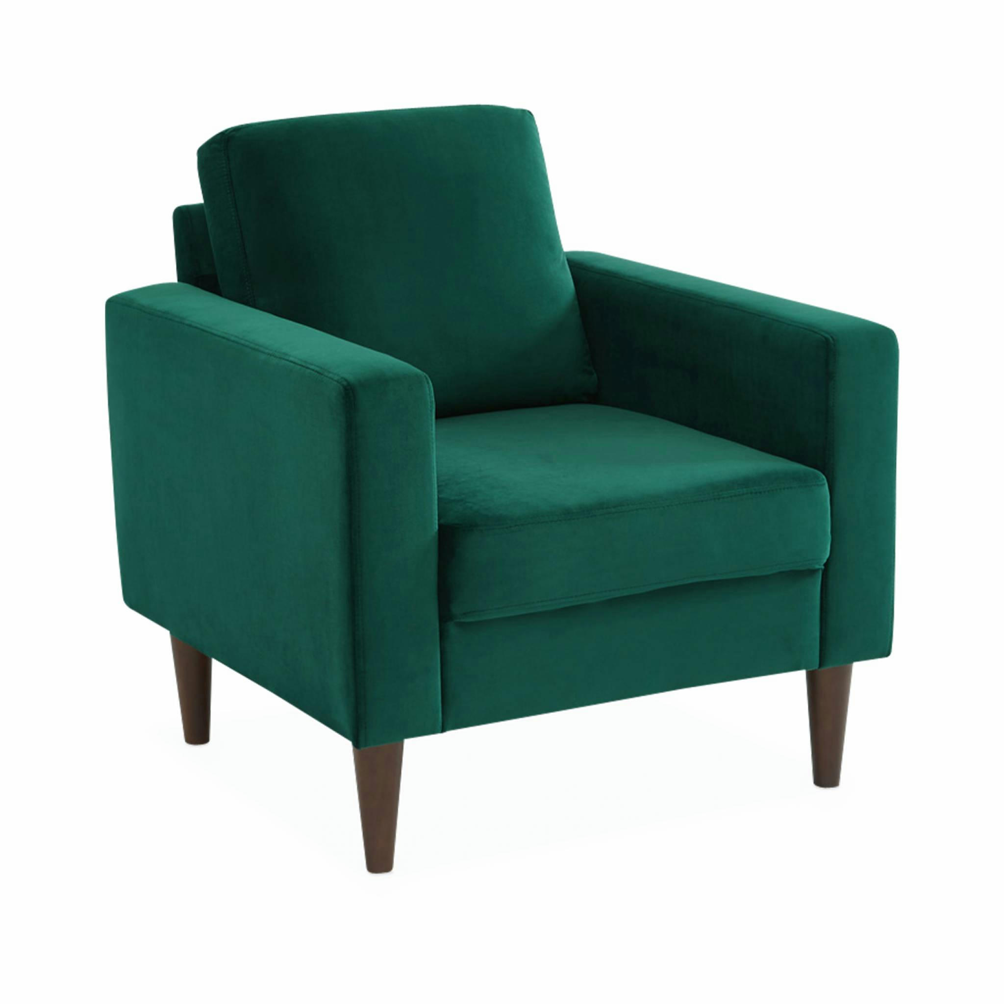 BJORN - Fauteuil scandinave en velours vert anglais