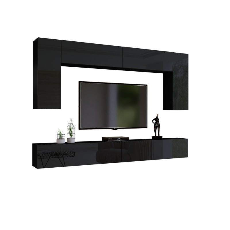 Zestaw mebli salonowych 280 cm PREMIUM czarny połysk