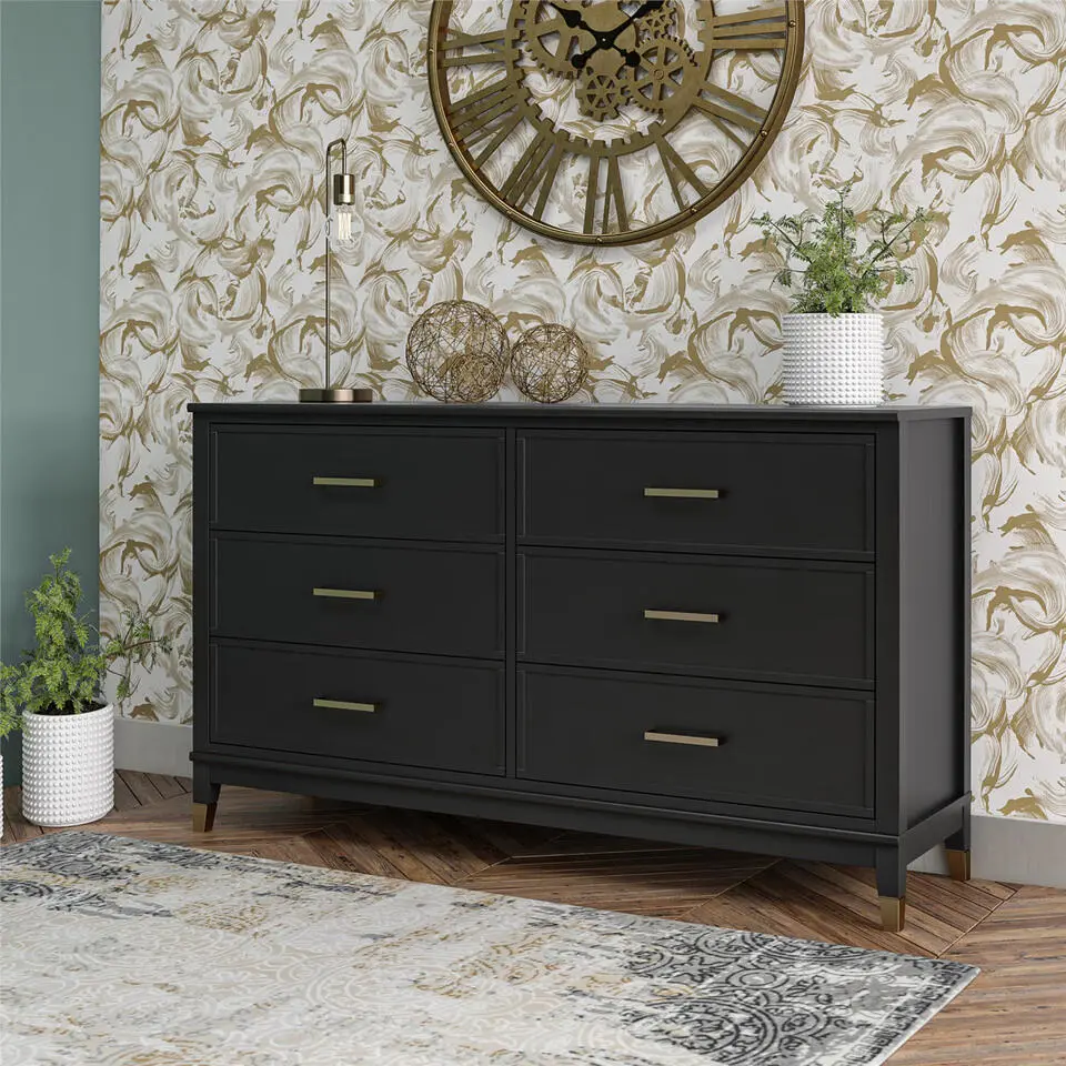 Westerleigh - Commode met 6 laden in zwart MDF