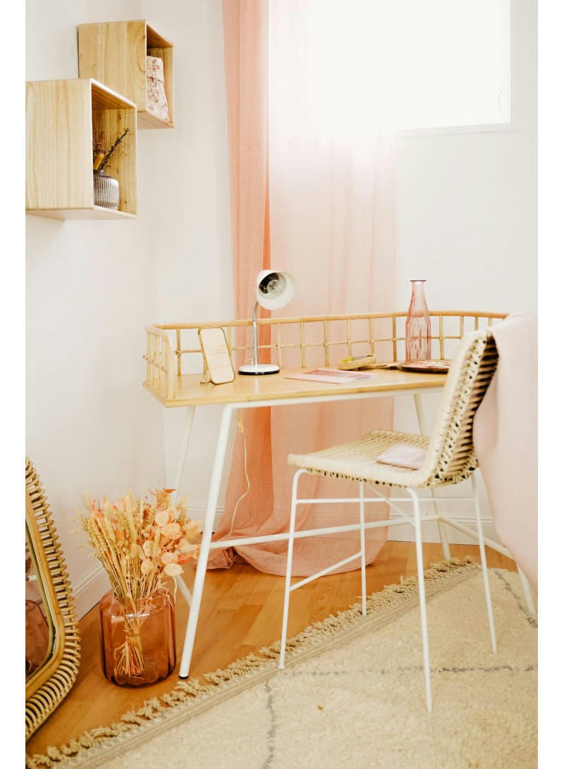 JAVA - Bureau rotin et métal