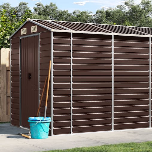NNEVL Garden Shed Brown 191x470x198 cm Galvanised Steel