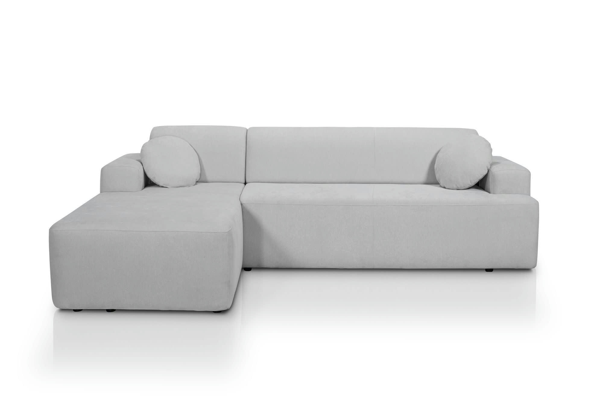 GALA - Canapé angle fixe 3 places  en tissu gris