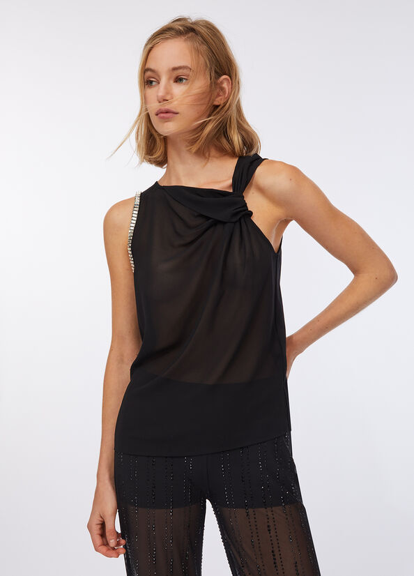 Top in cotone e georgette