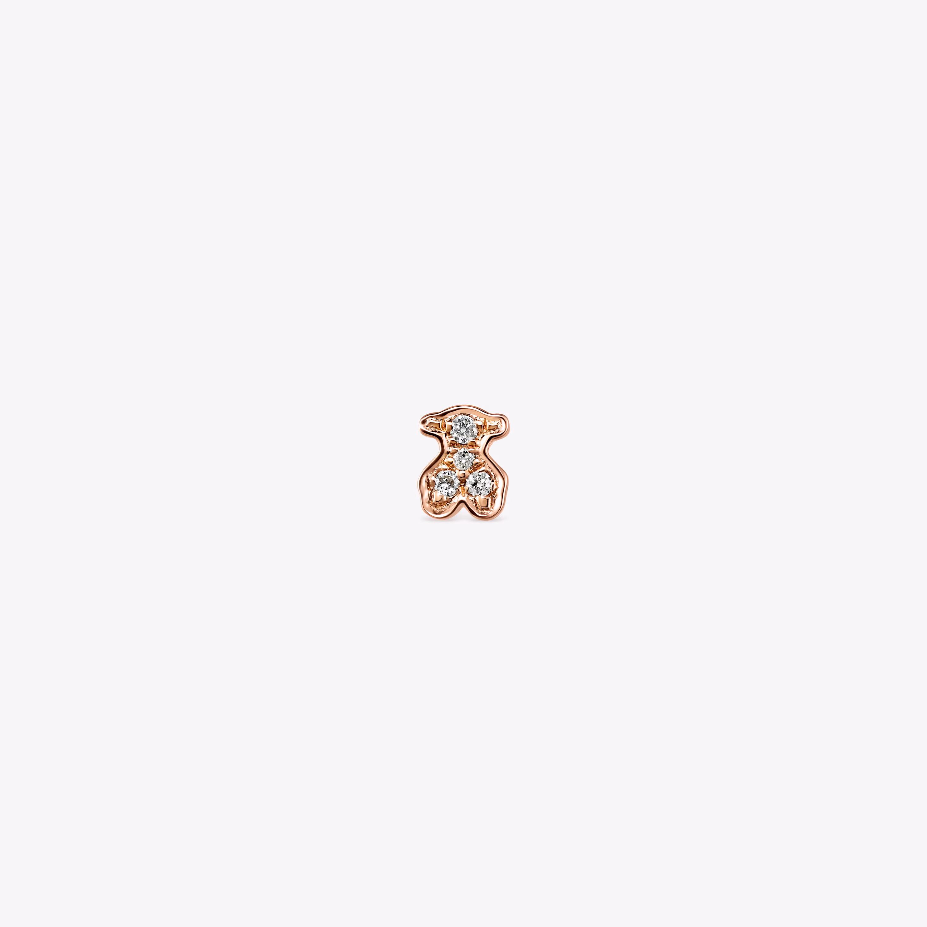 Pendiente oso de oro rosa con diamantes Les Classiques