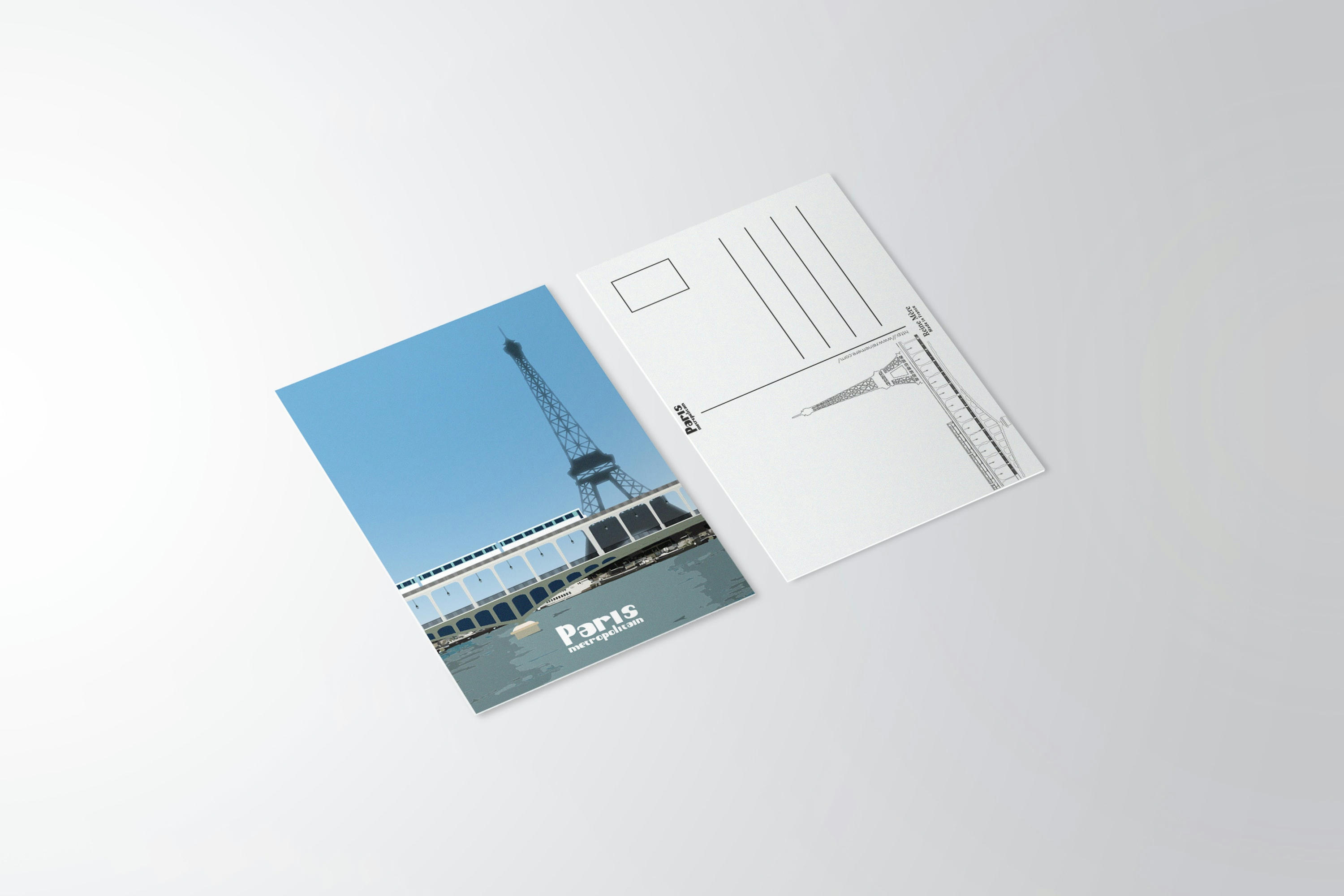 TOUR EIFFEL - Carte postale 10x15 cm Paris Métro sur la Seine
