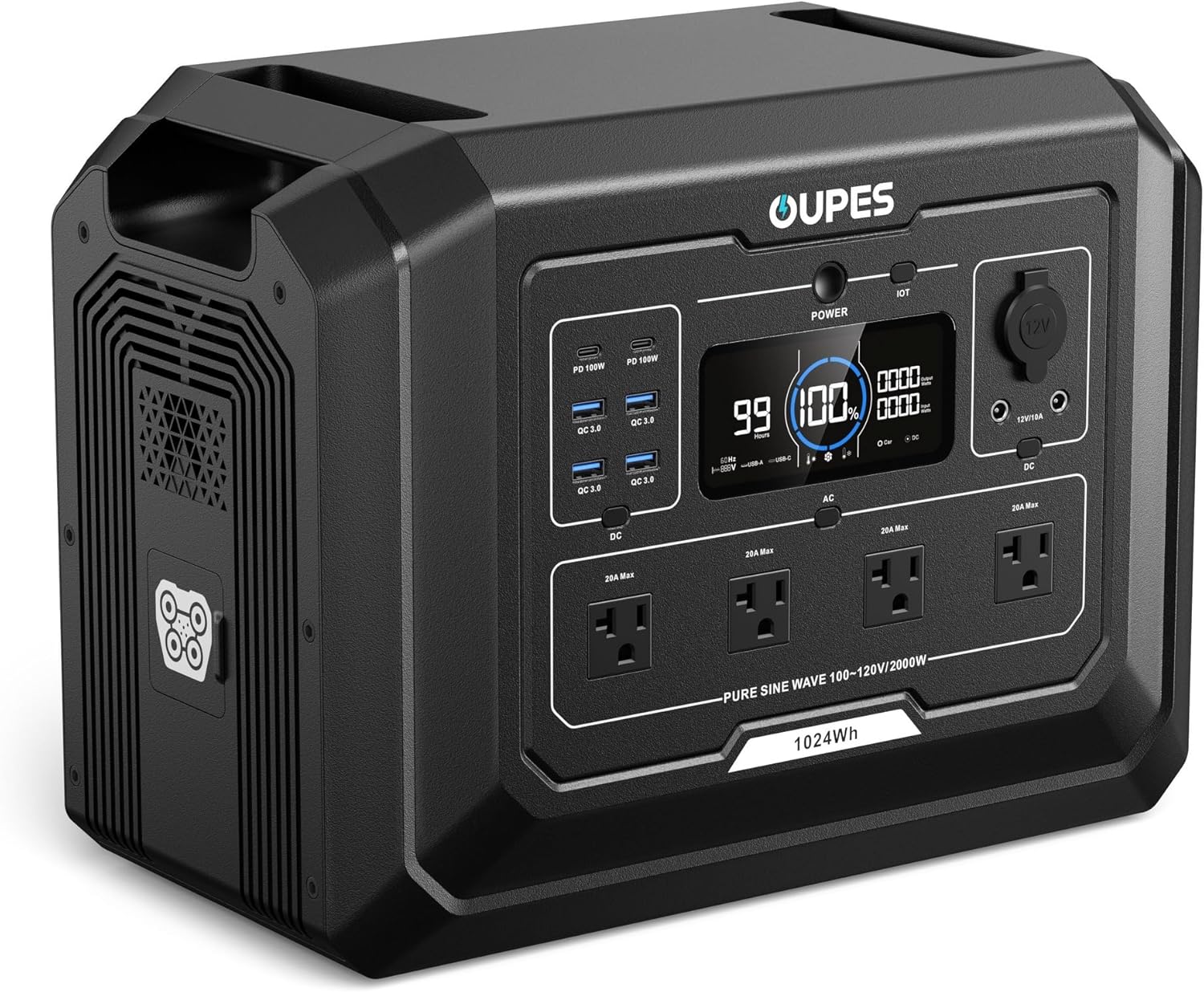OUPES Mega 1 Portable Power Station 2000W (Surge 4500W)  1024Wh LiFePO4 Battery Solar Generator  Expandable to 5kWh  UPS  for Home Backup Power  Camping & Road Trips (Solar Panel Optional)