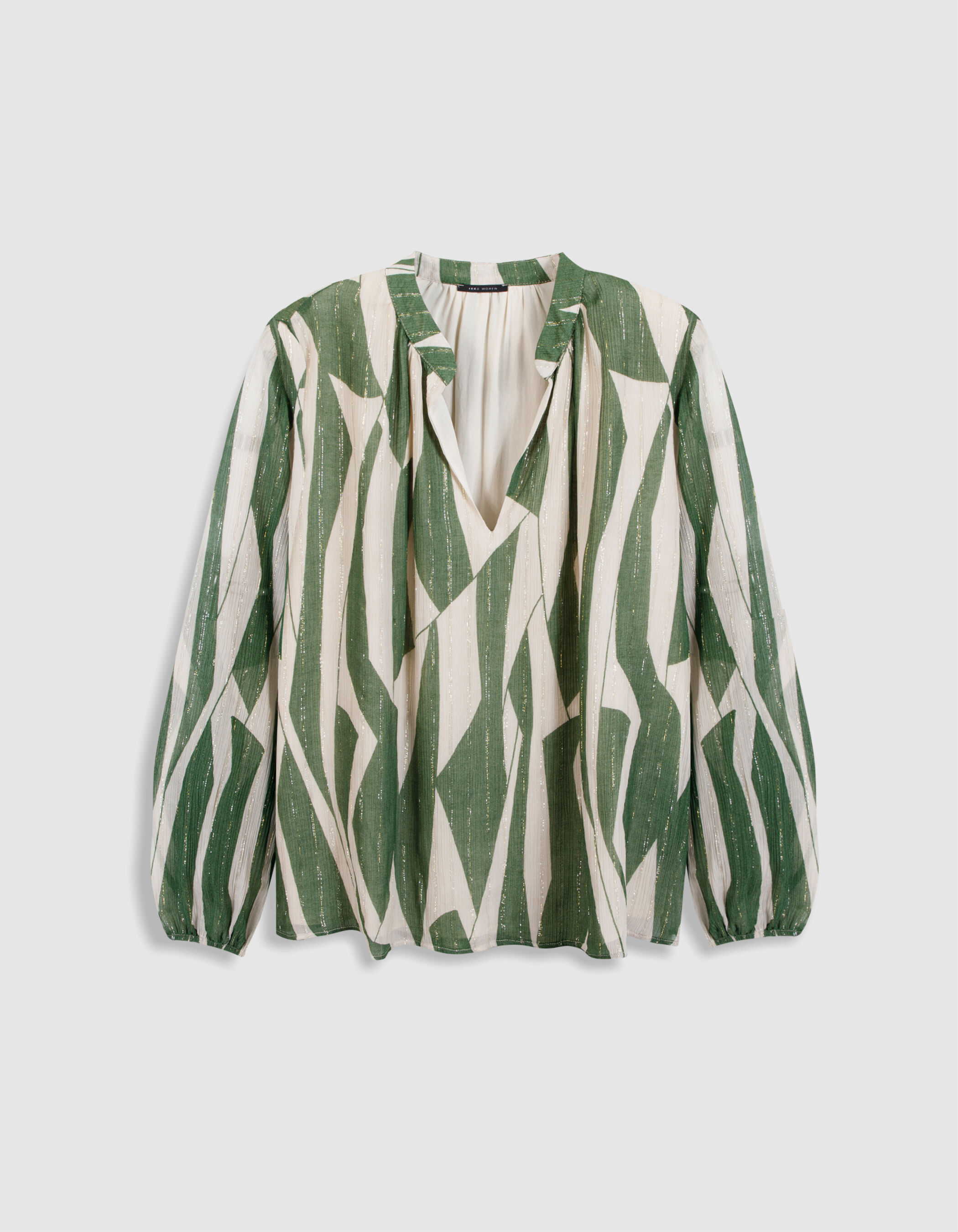 Blouse verte imprimé graphique Femme