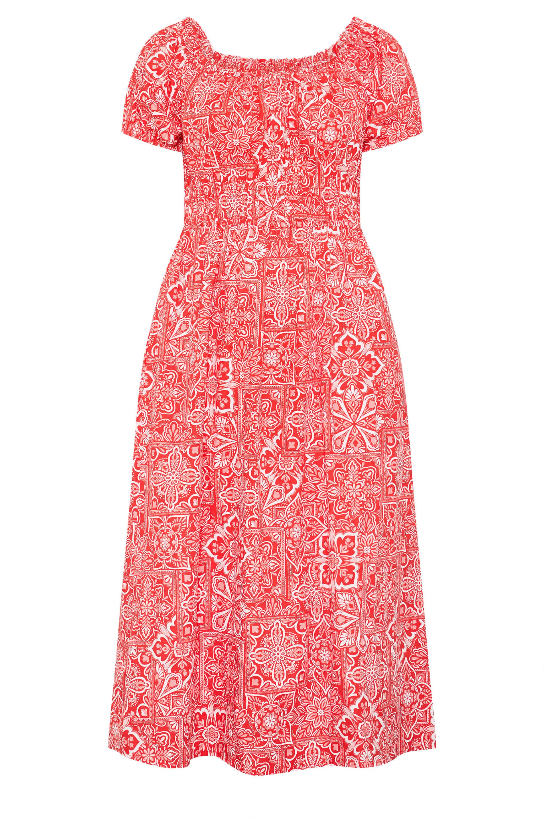 Yours Paisley Poplin Bardot Dress