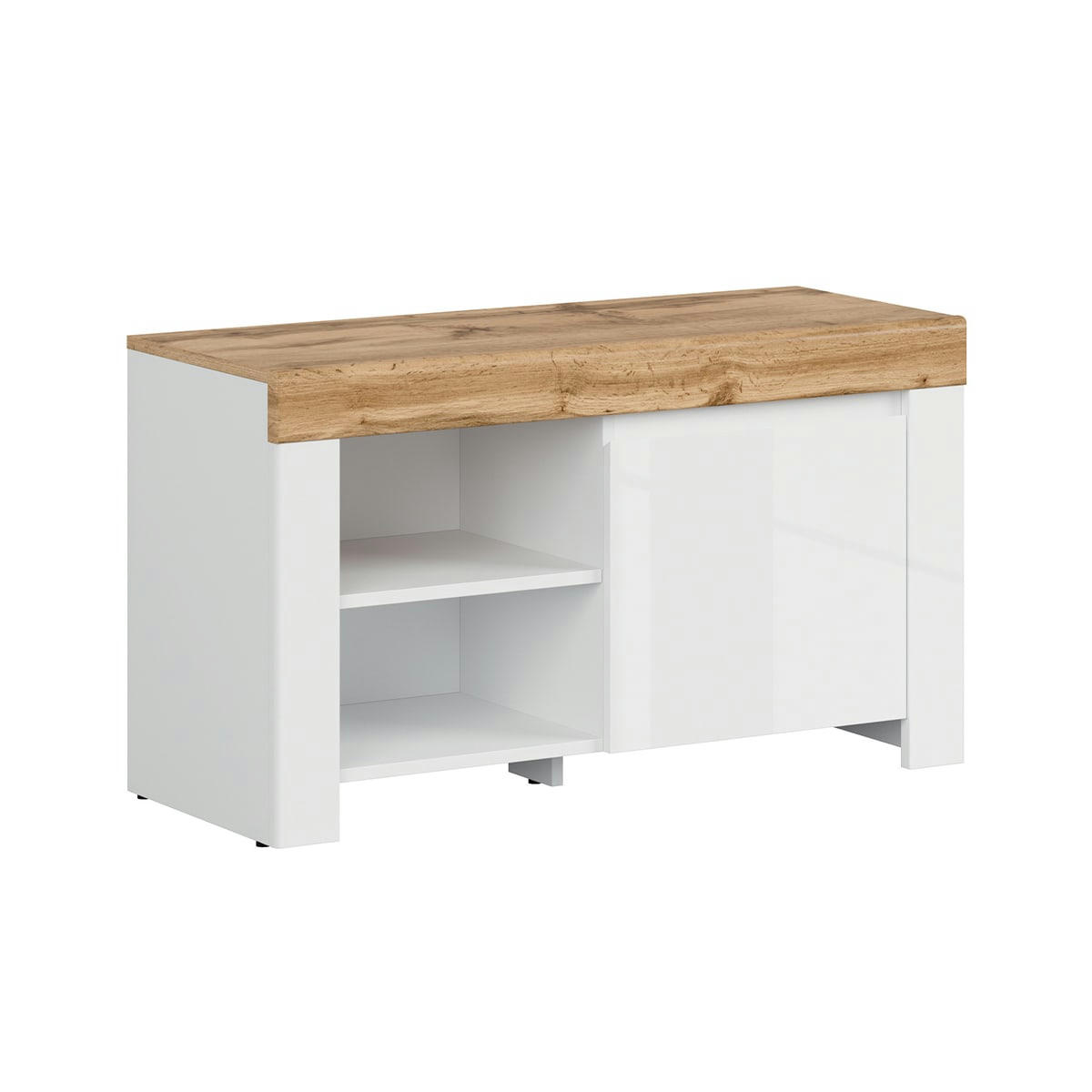 - Meuble chaussures bas blanc et naturel