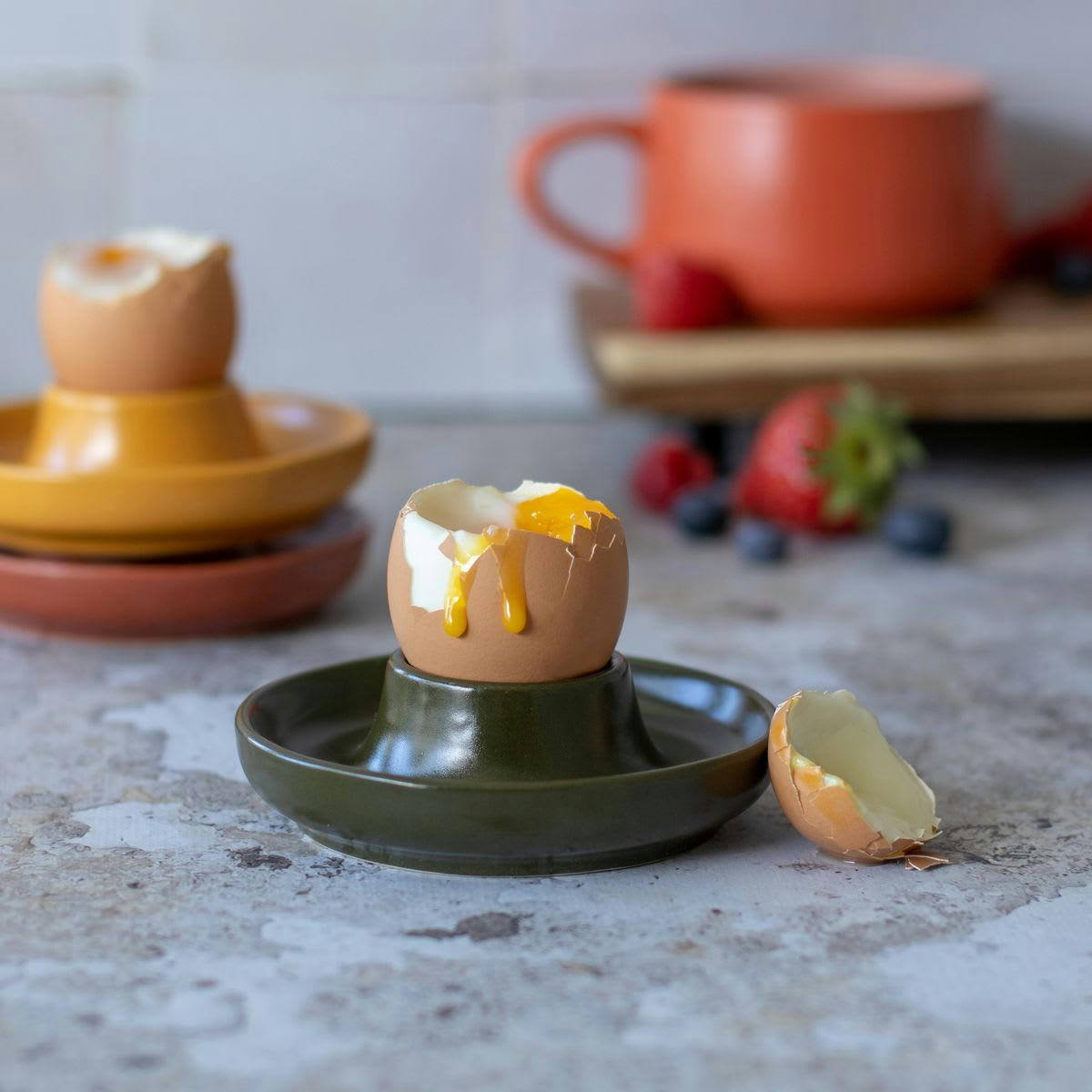 OUTO - Coquetier en grès kaki