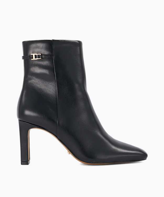 Onora Black - Leather Heeled Ankle Boots