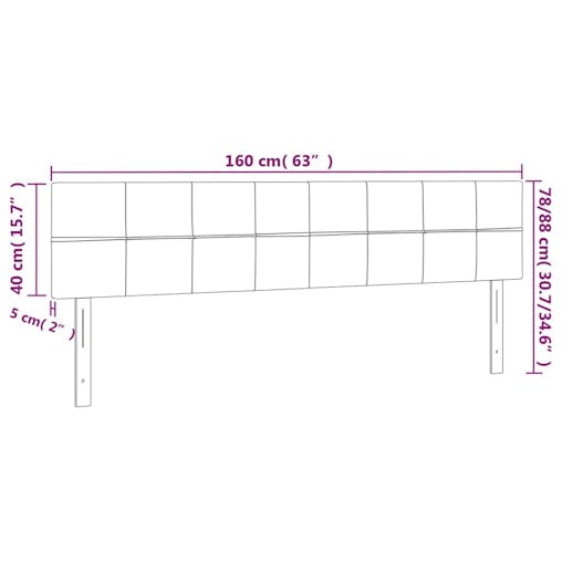 NNEVL LED Headboard Dark Grey 160x5x78/88 cm Fabric