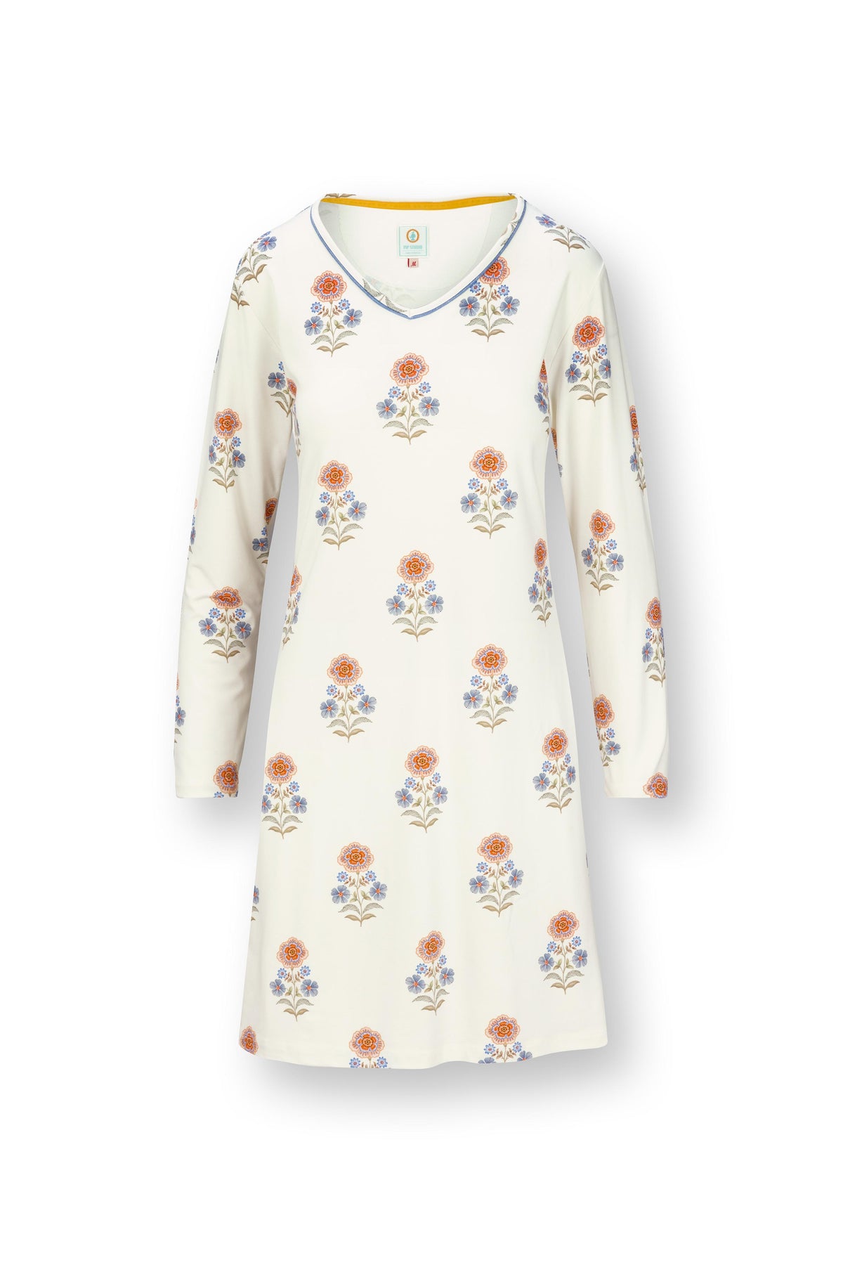 Pip Studio - Dana Nachthemd Lange Mouw Dames - Tanaka - Wit - XXL