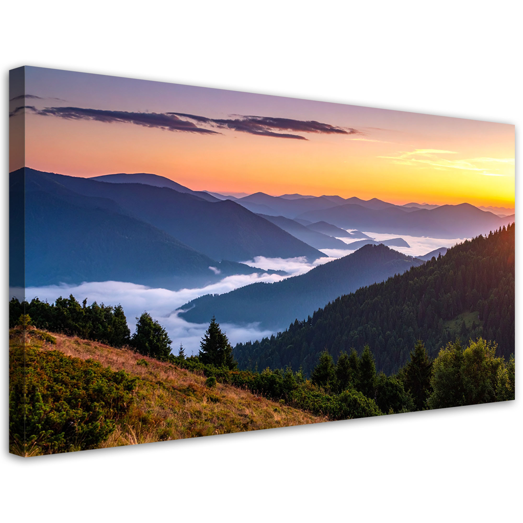 Obraz do salonu sypialni biura, Las góry we mgle pejzaż 80x40
