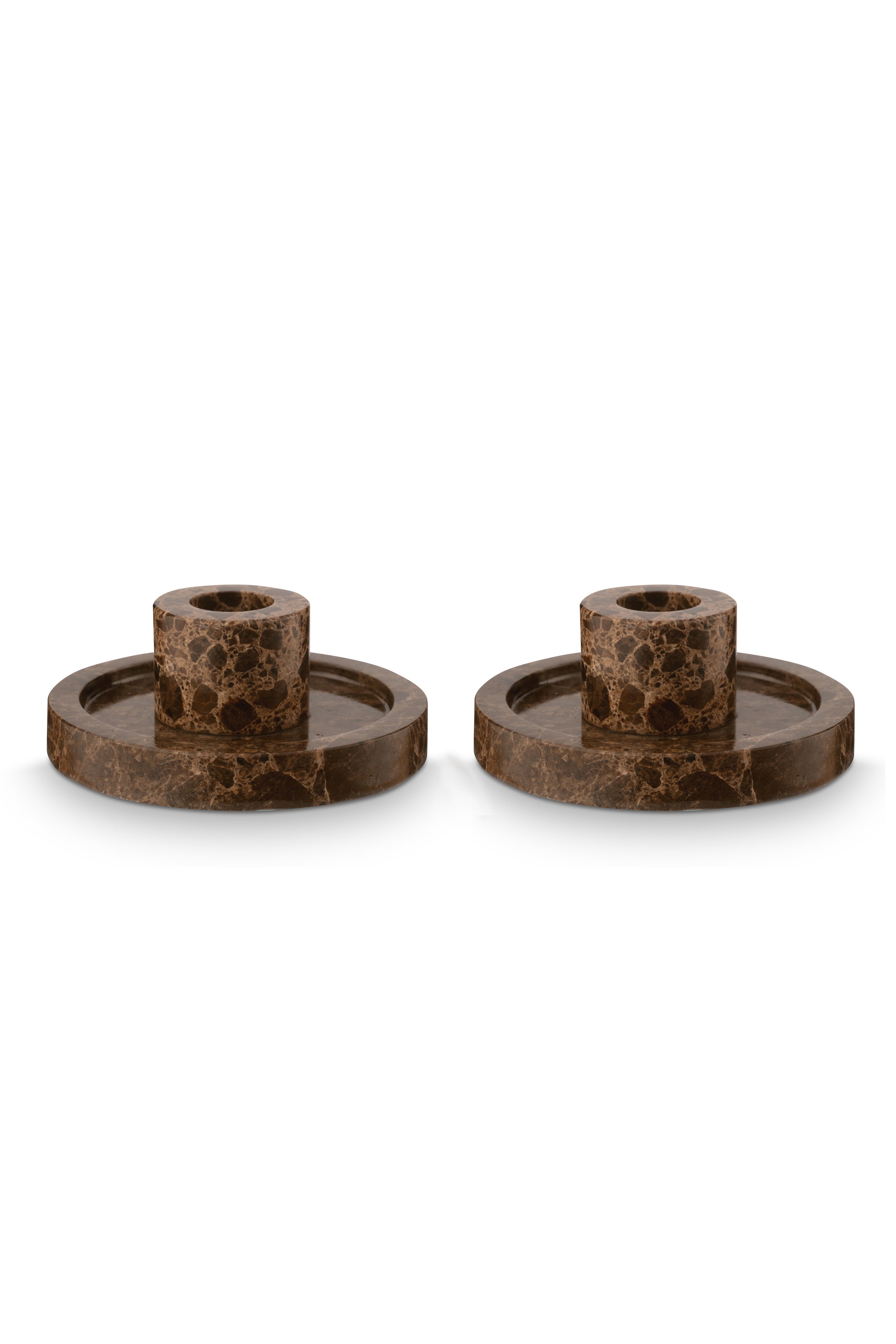 vtwonen Kandelaar marmer - Bruin - 10.2x4cm - set van 2