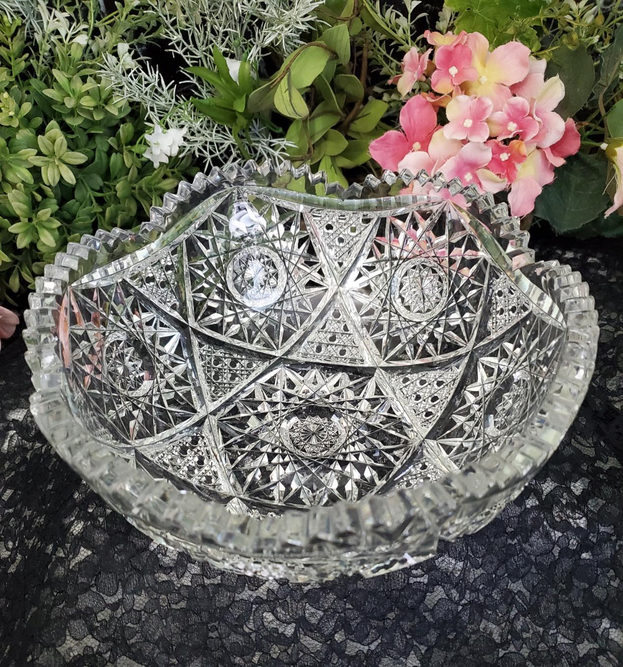 Antique American Brilliant Period Cut Glass 8.25