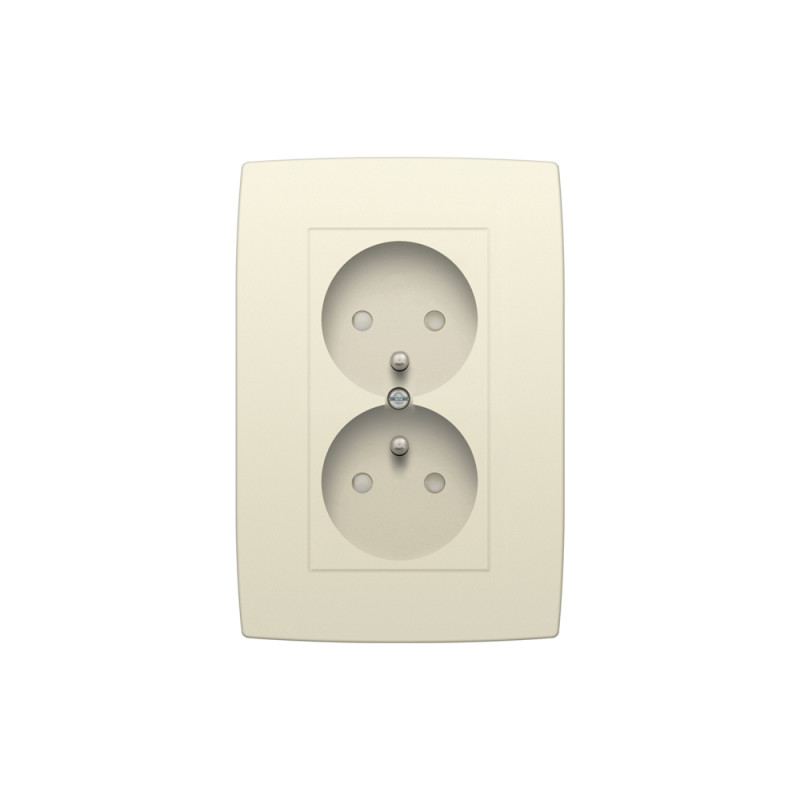 Prise encastrable double avec broche de terre crème NIKO