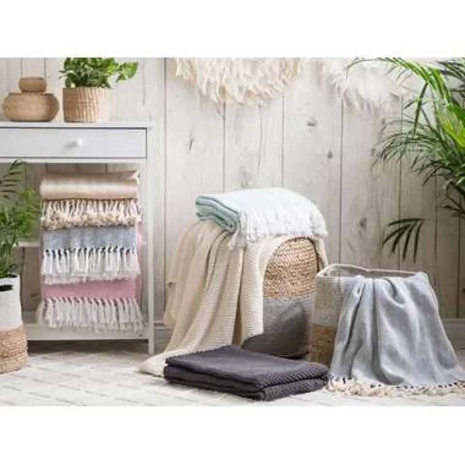 TILMI - Plaid - Beige - 130 x 160 cm - Katoen