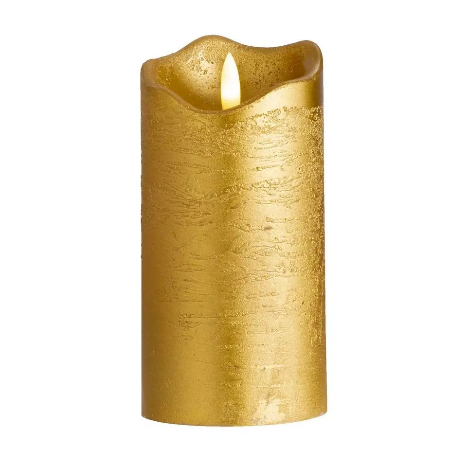 LED Kaars Rustiek - goud - 15x&Oslash;7,6 cm
